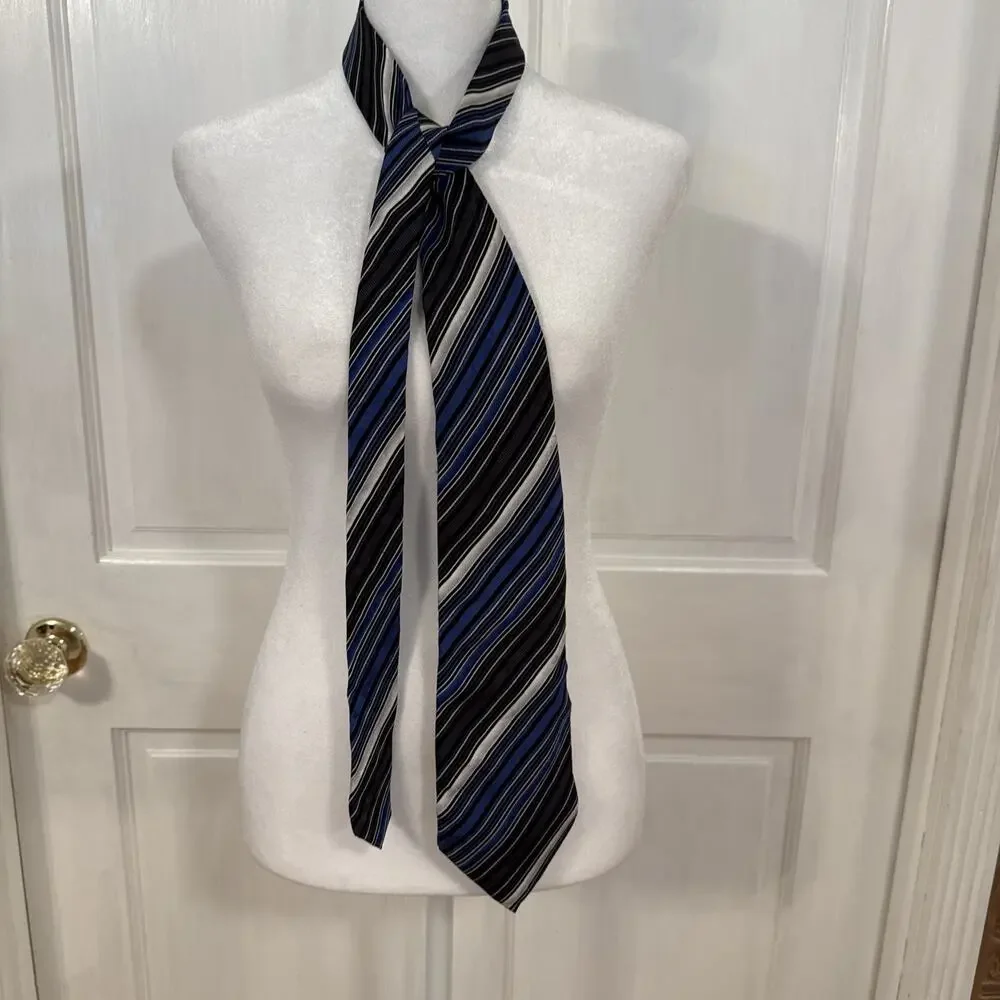 Pierre Cardin 100% Silk Multi-color Striped Classic Length & Width Neck Tie Vtg